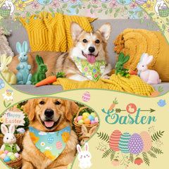 Bandana Shyyween chien motif œuf coloré, parfait pour les sorties festives