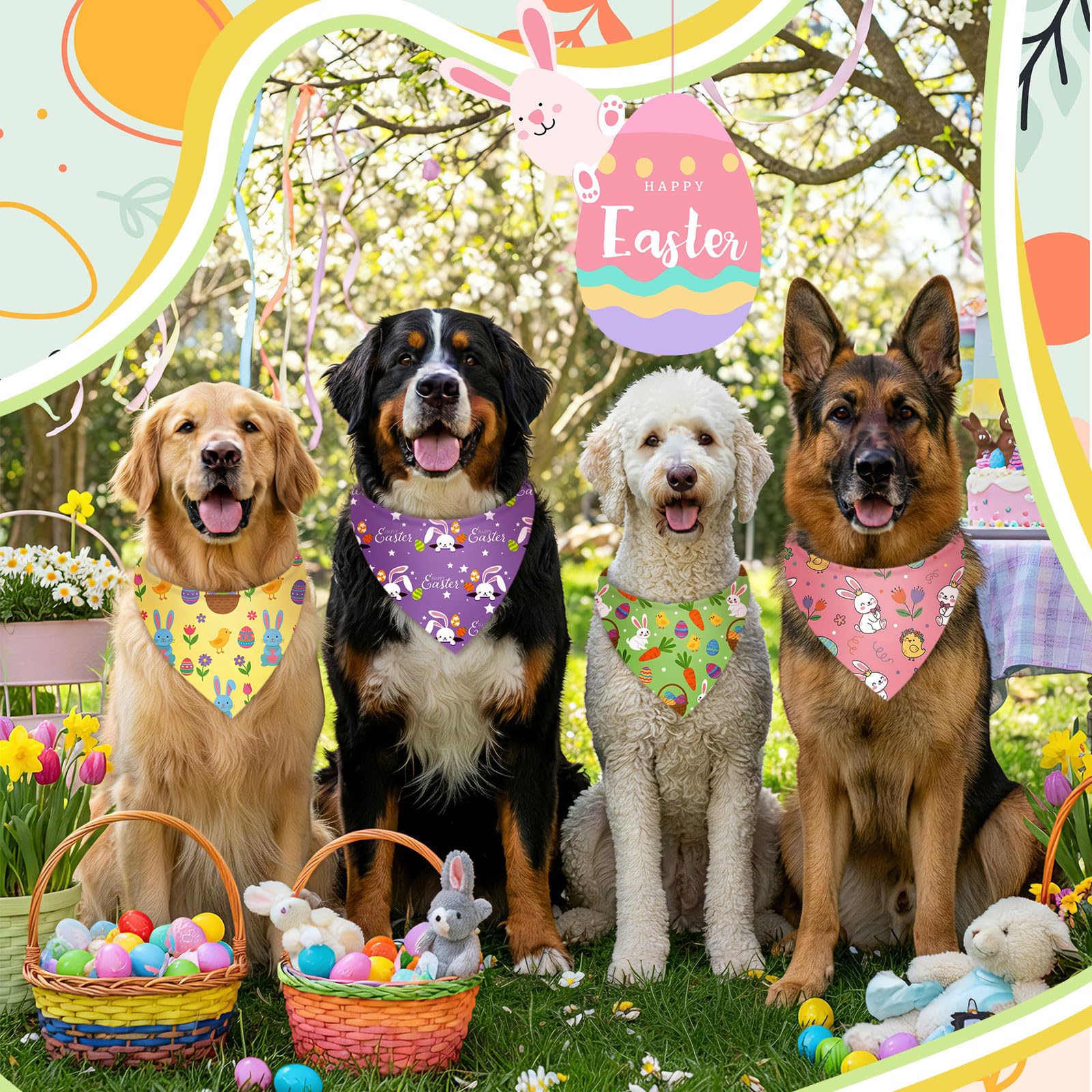 Bandanas Shyyween multicolores pour chien, look festif assuré