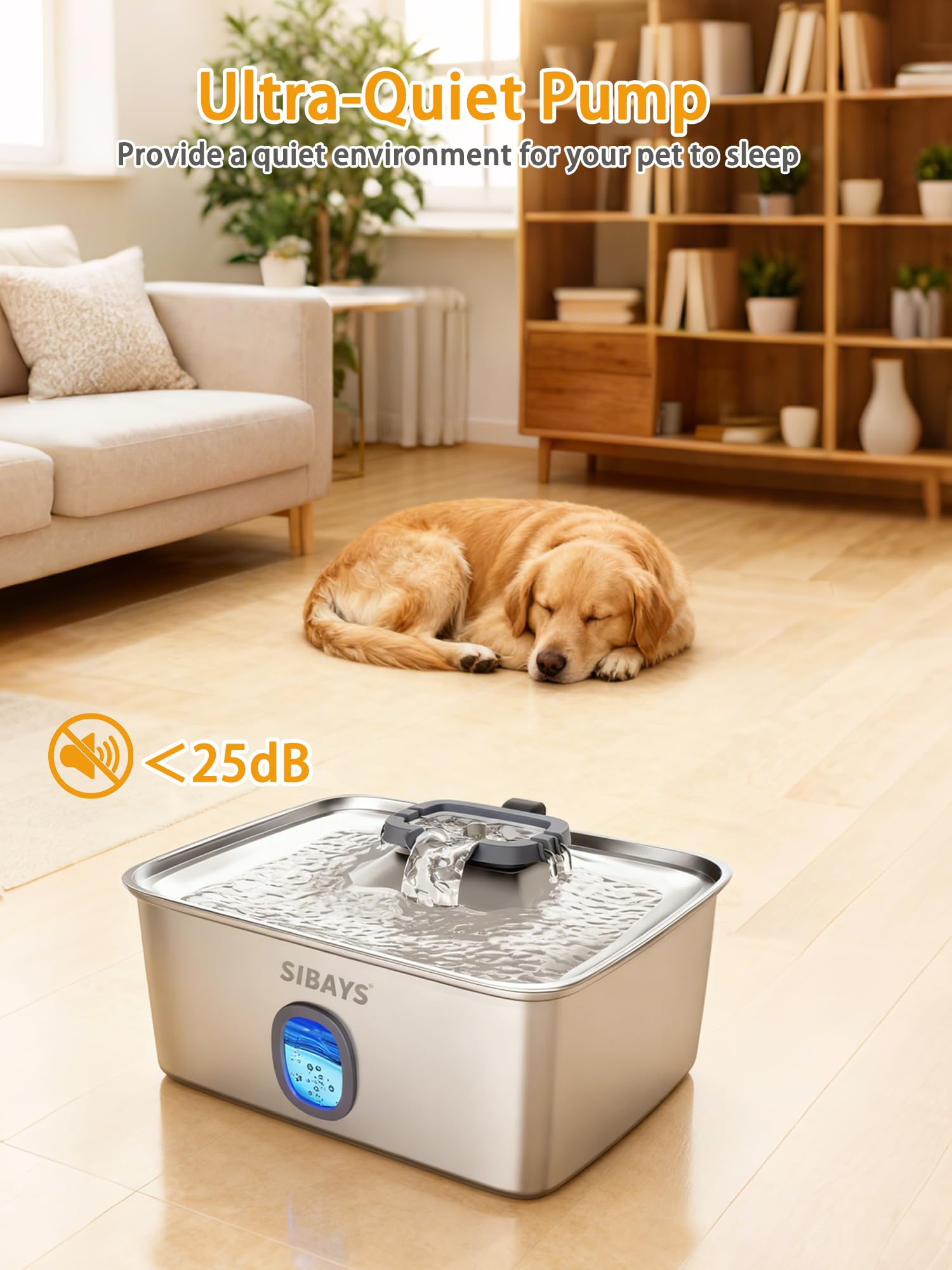 Fenêtre de niveau et indicateur LED bleu pour surveiller l’eau.