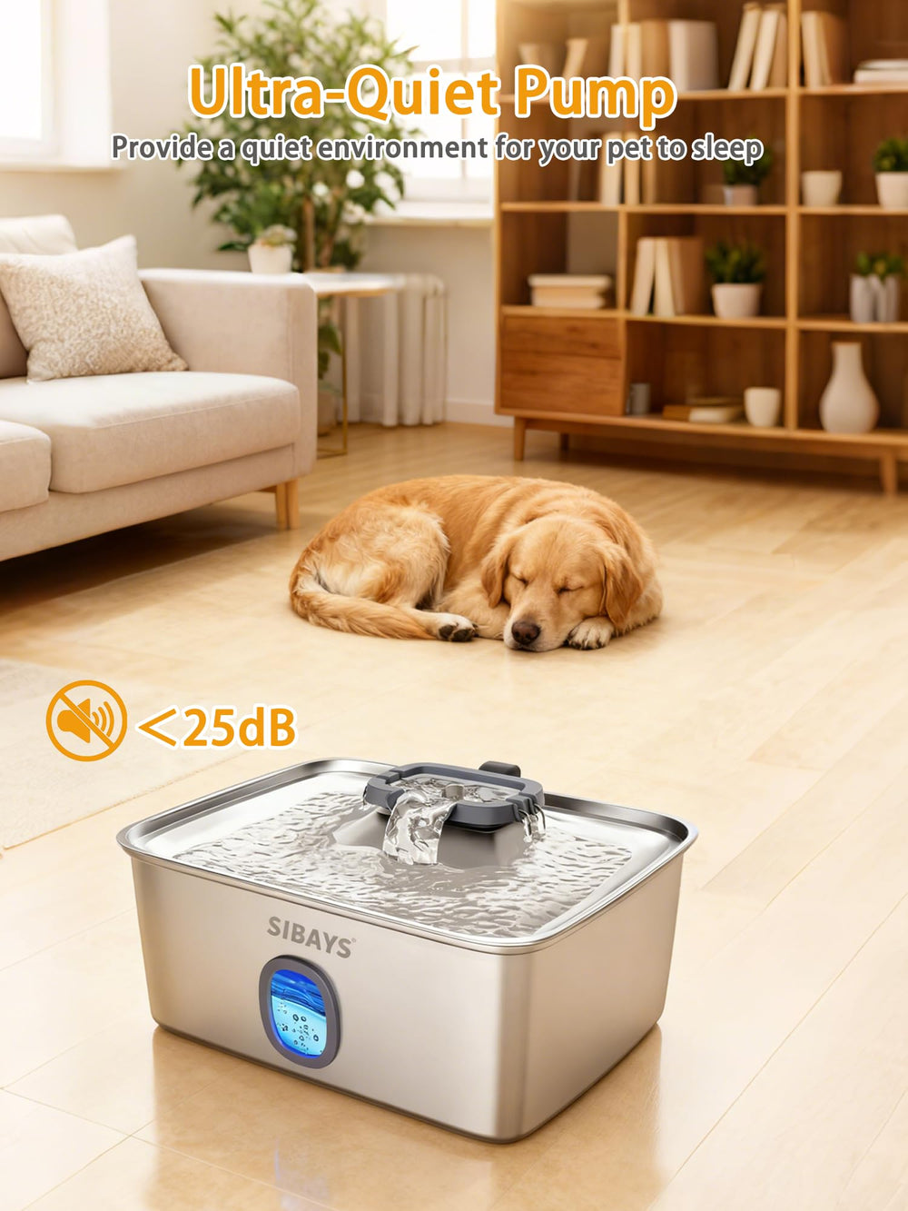 Fenêtre de niveau et indicateur LED bleu pour surveiller l’eau.