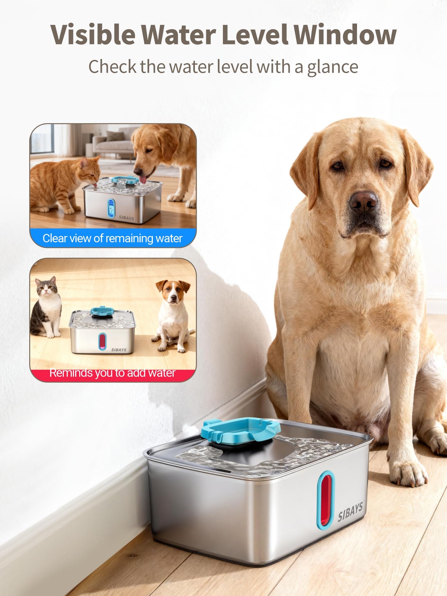 Filtration 5 couches Sibays, eau plus propre pour animaux.