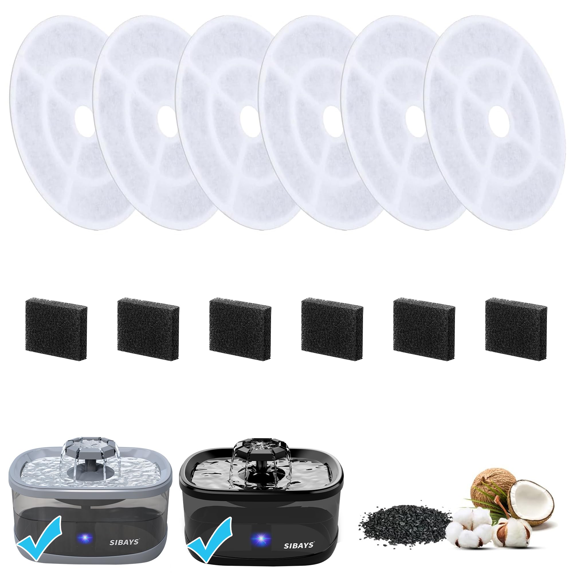 Filtre SIBAYS FS68 7 pouces pour chat, eau plus fraîche et propre.