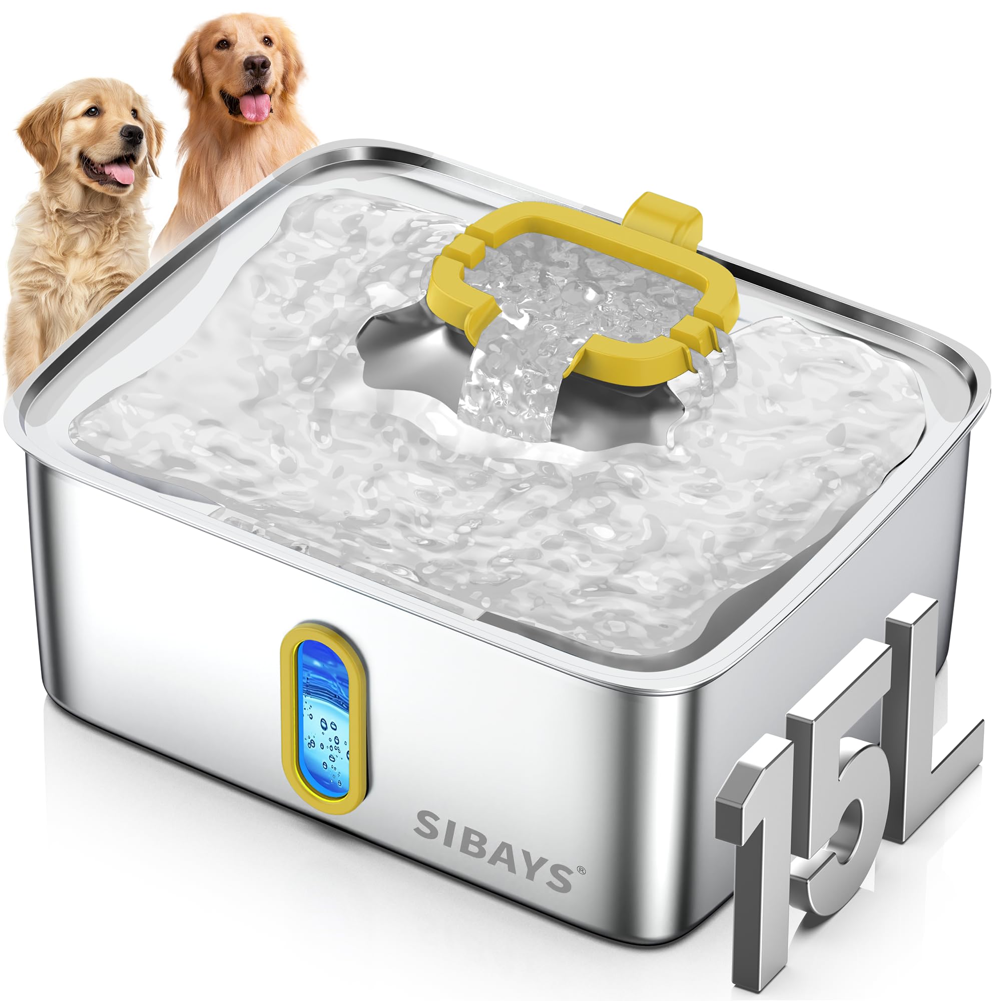 Fontaine SIBAYS 4Gal pour chien, grande capacité idéale pour plusieurs animaux