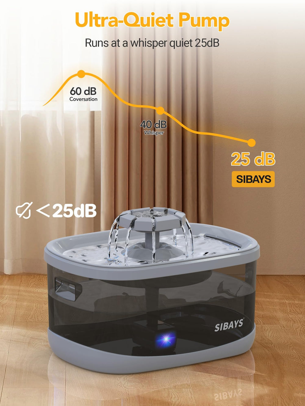 SIBAYS fontaine-chien LED, indicateur lumineux pour niveau d'eau