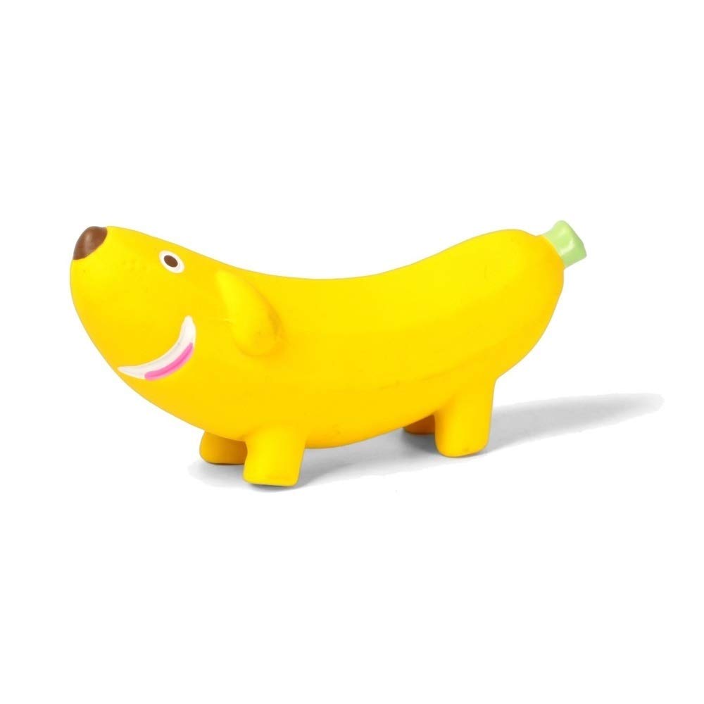 SICOPEE CloverU Banana: jouet en latex avec sifflement pour chien.
