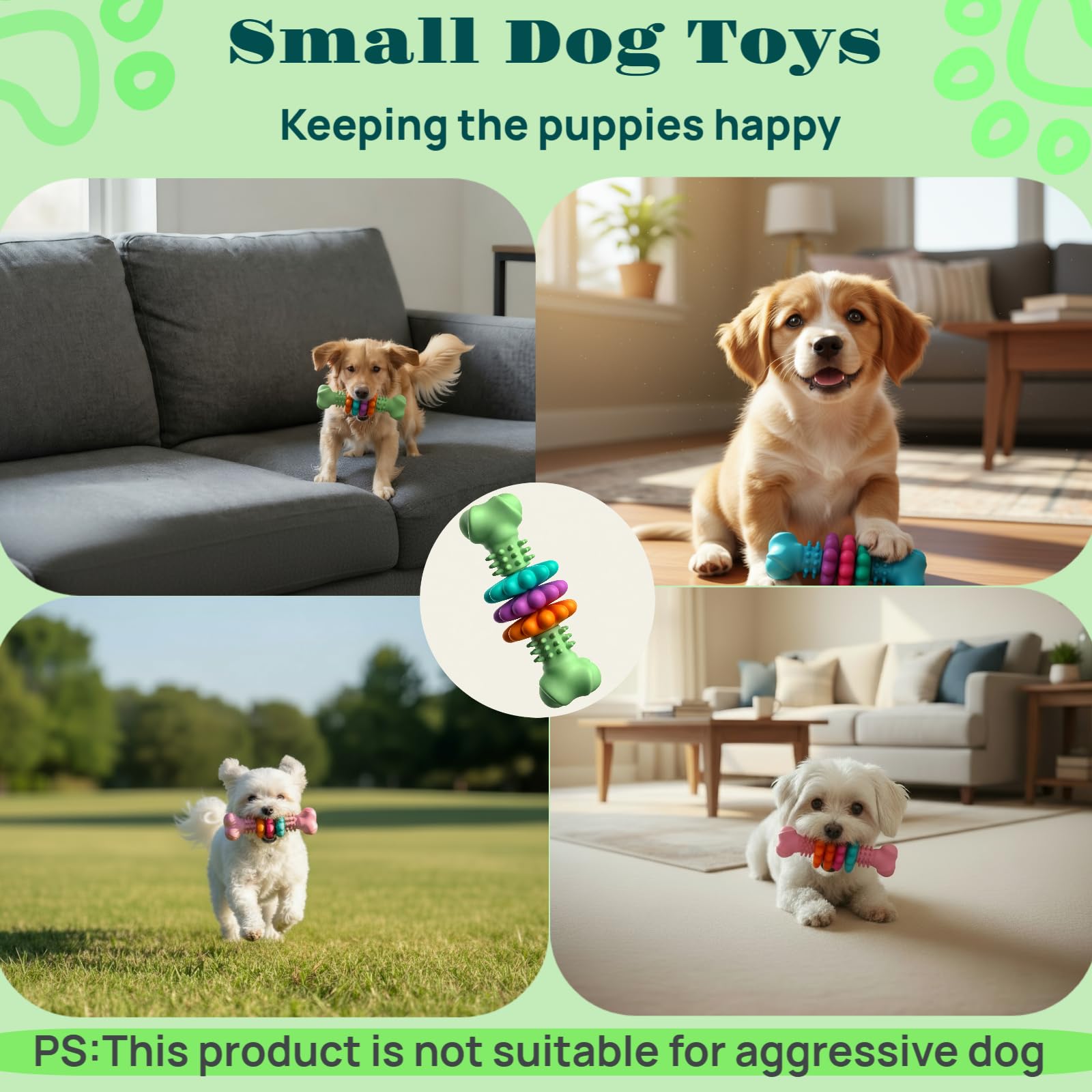 Jouet Sidaeren pour petits chiens, couleur vive, attire l’attention et occupe durablement.