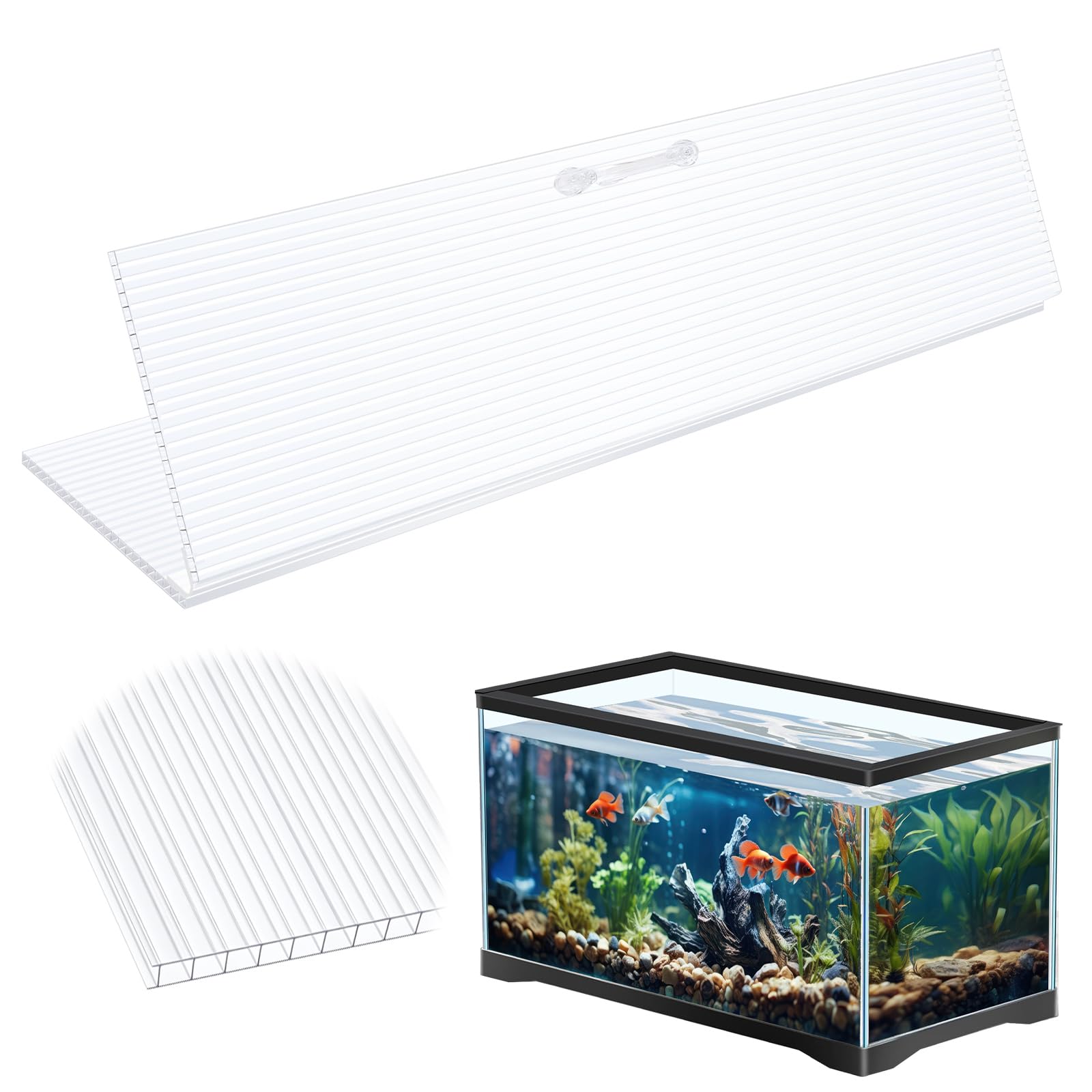 Couvercle Sieral en polycarbonate transparent, léger et résistant pour aquarium.