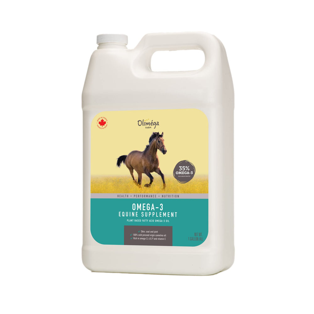 Signé Caméline: bouteille d'huile cameline pour chevaux, soutien du pelage.