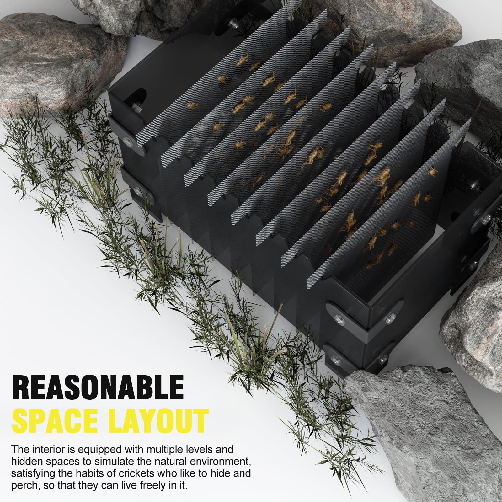 SIKGFPN Reptile Cricket Keeper – intérieur sombre favorisant espace naturel et calme