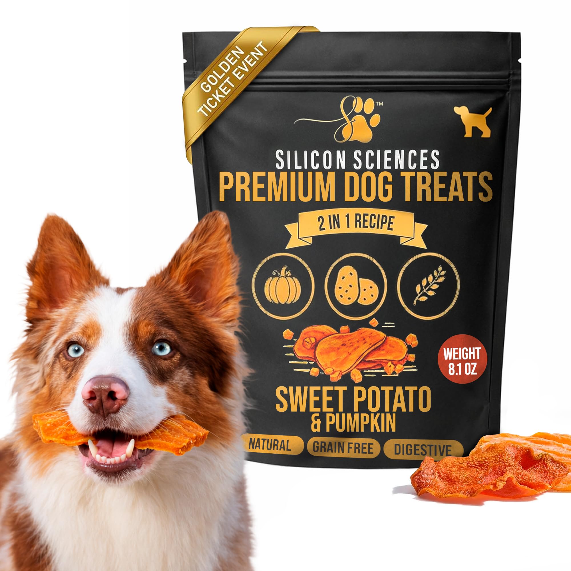 SILICON SCIENCES friandises chien patate-douce citrouille, récompense saine et naturelle