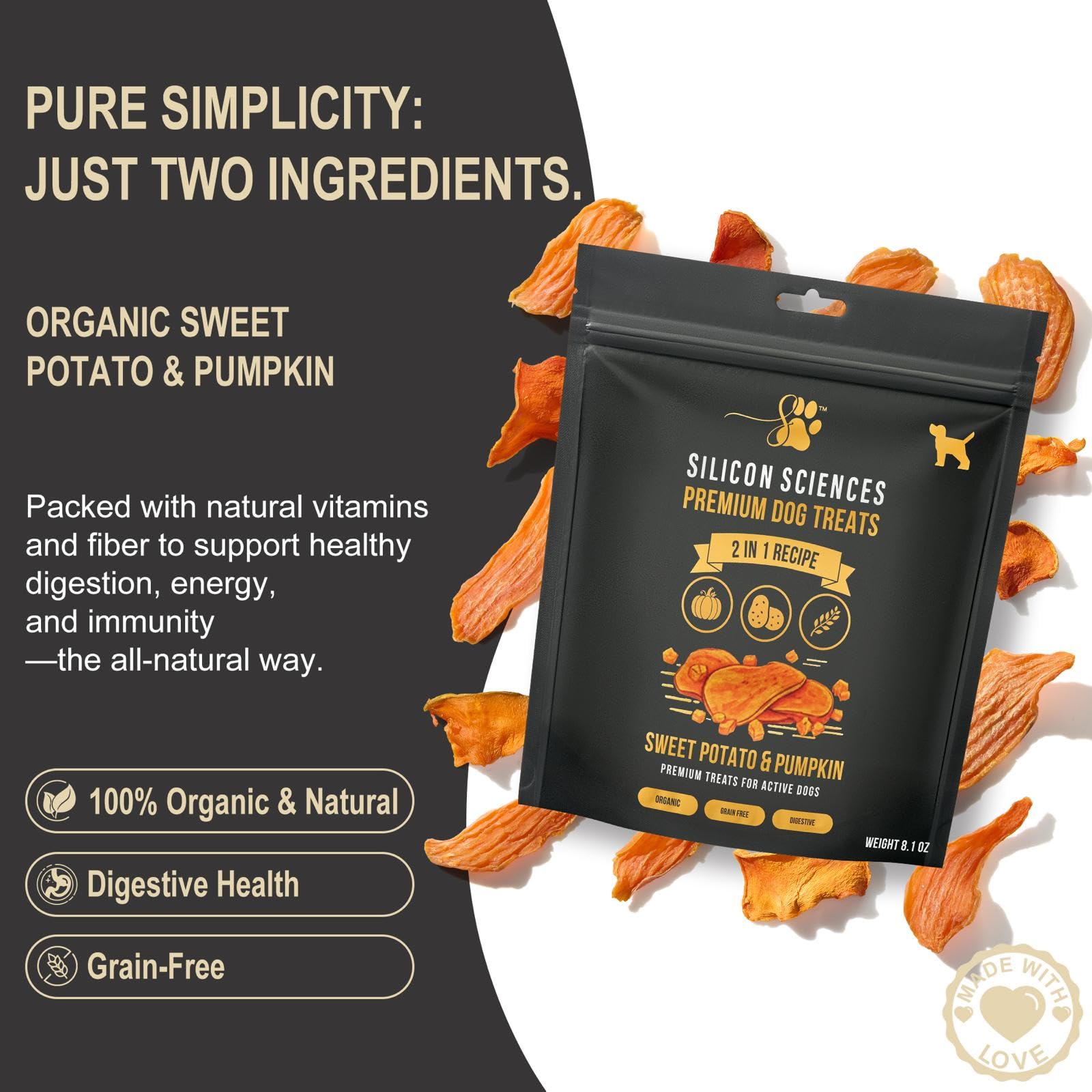 SILICON SCIENCES snacks naturels chien patate-douce, douceur et satiété