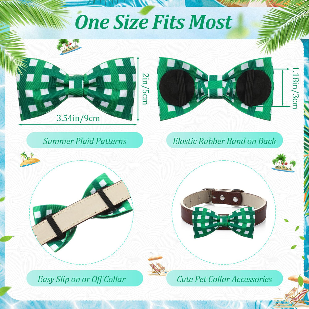 Silkfly nœud collier chien plaid été vert, look ludique pour toutes tailles