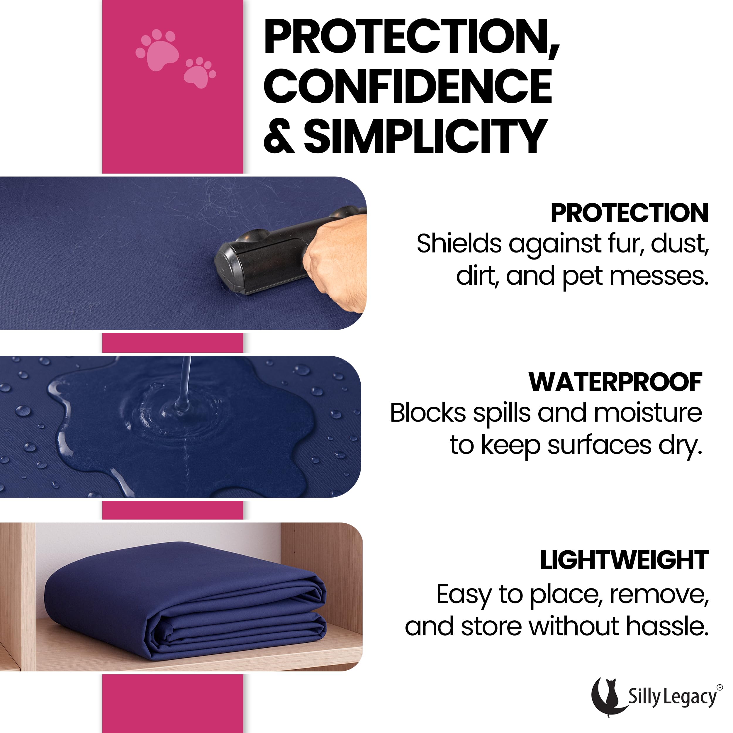 SILLY LEGACY protection adaptée aux lits, canapes et surfaces diverses.