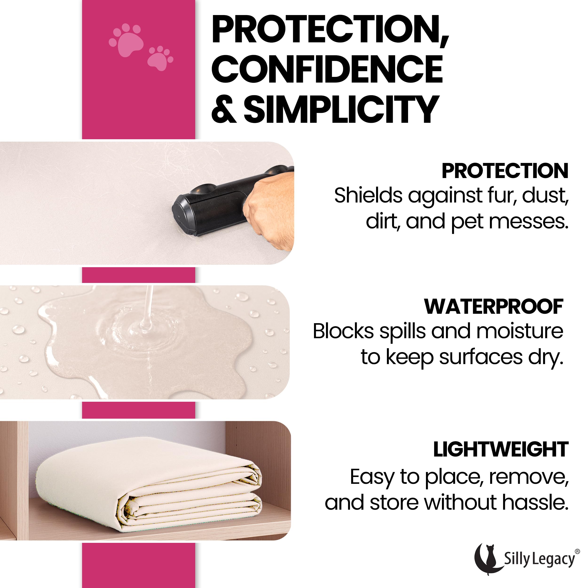 SILLY LEGACY protecteur canapé imperméable beige: idéal pour canapés et tapis.