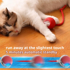 Balle chat SilqueSense verte 360°, divertissement interactif sur sols et tapis.