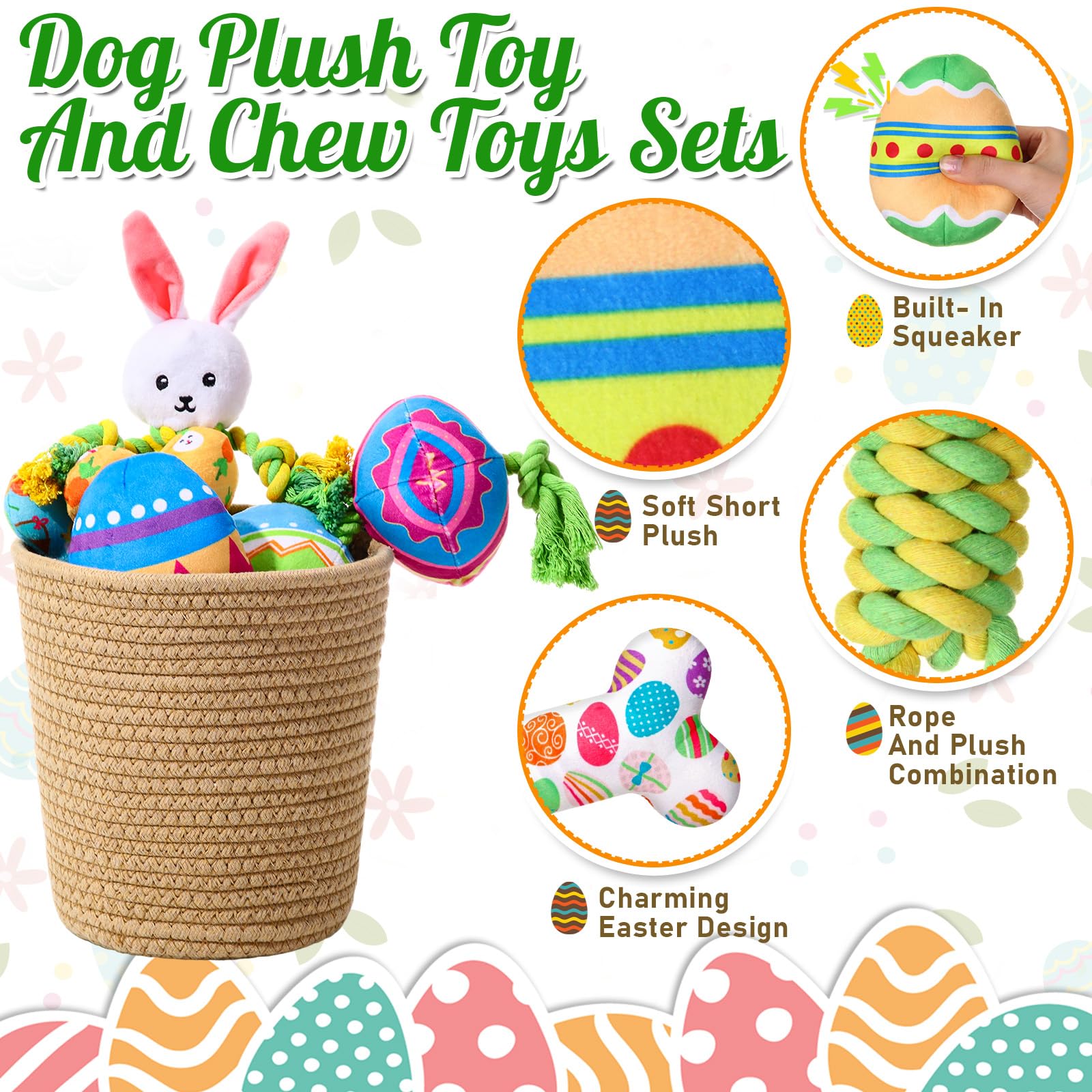 SilTriangle peluche œuf Pâques pour chien, douceur et jeu interactif.