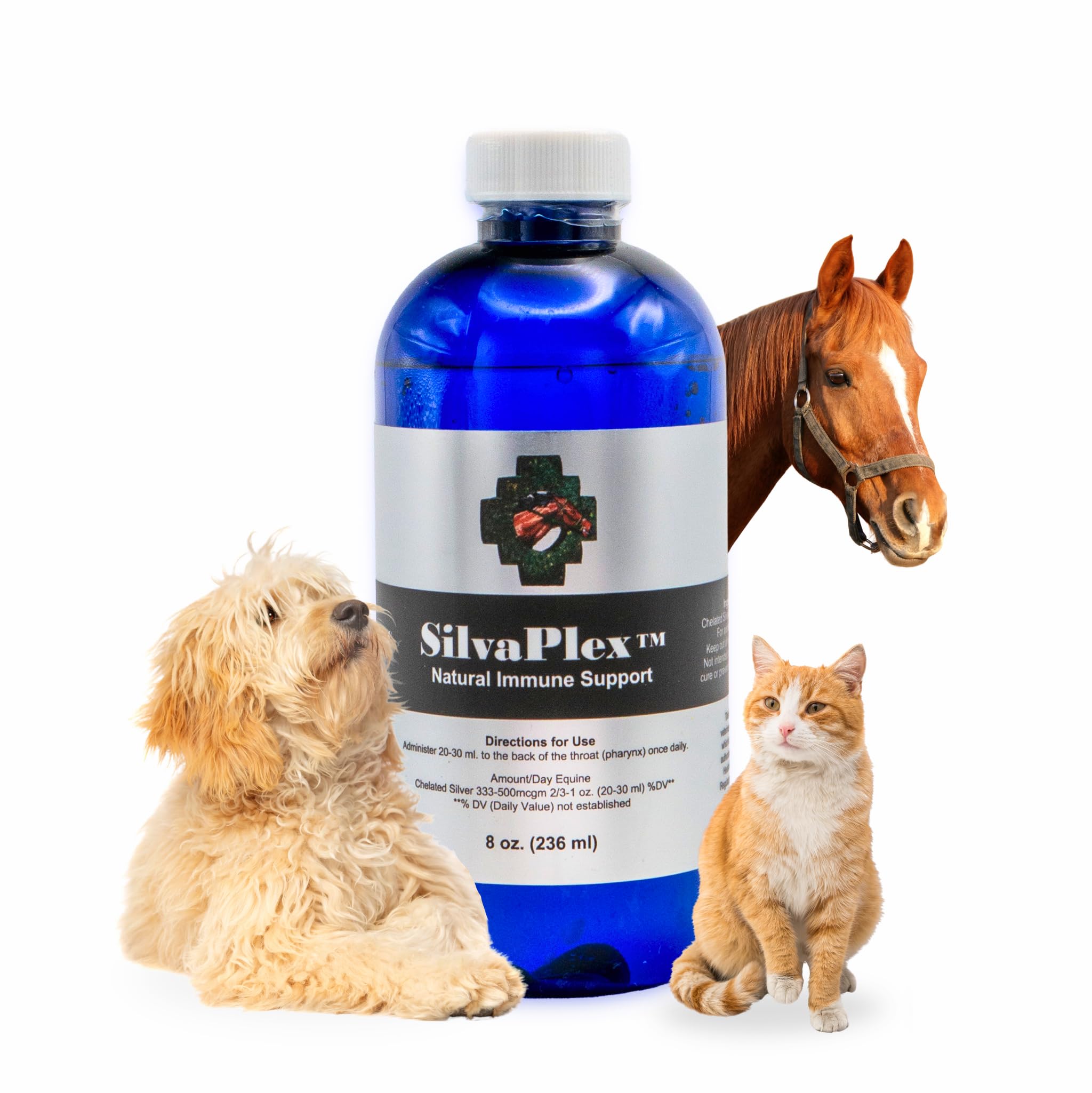 Silvaplex bouteille argent 100ppm, soutien immunitaire pour chiens et chats