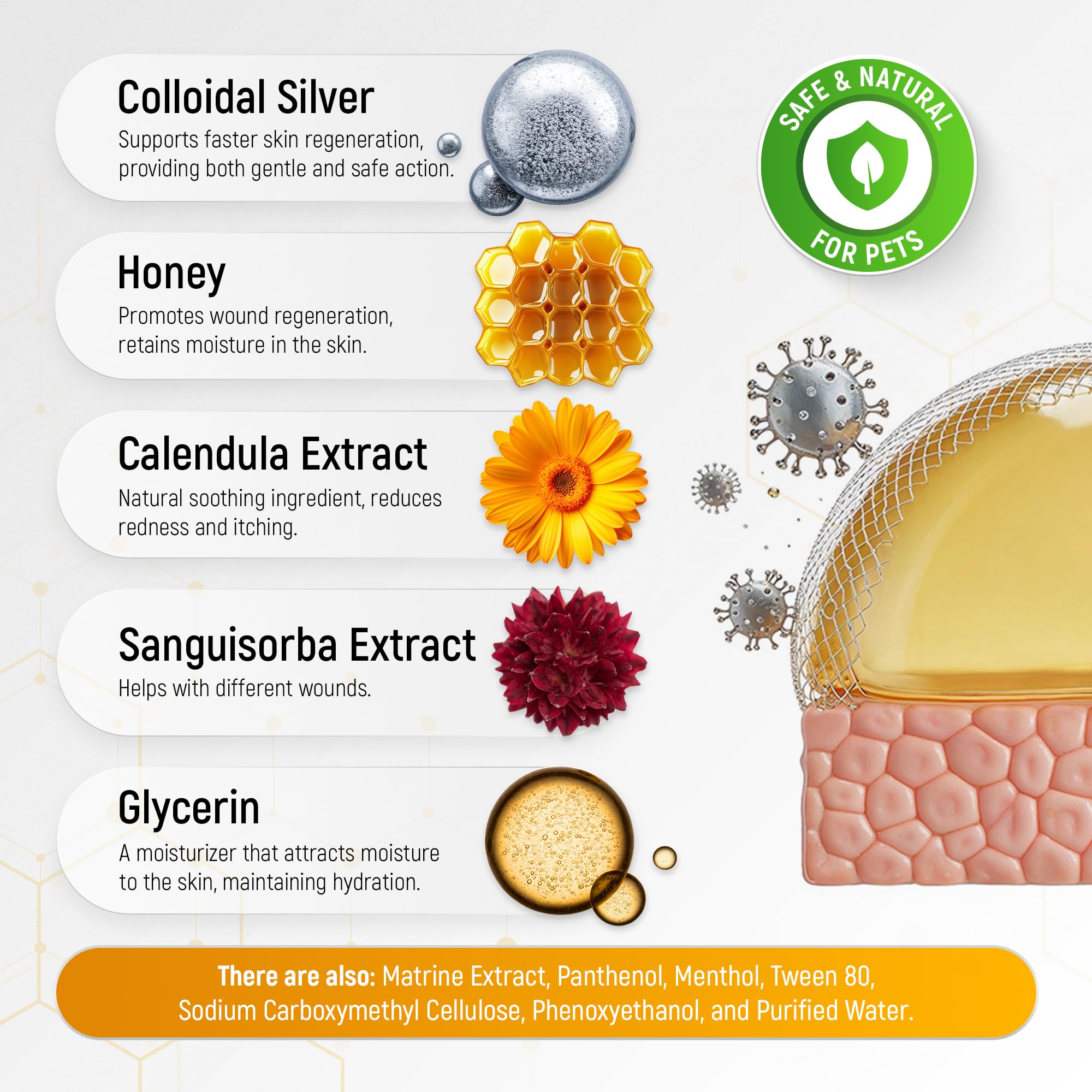 Gel au miel Silver Grade pour le soin naturel de la peau.