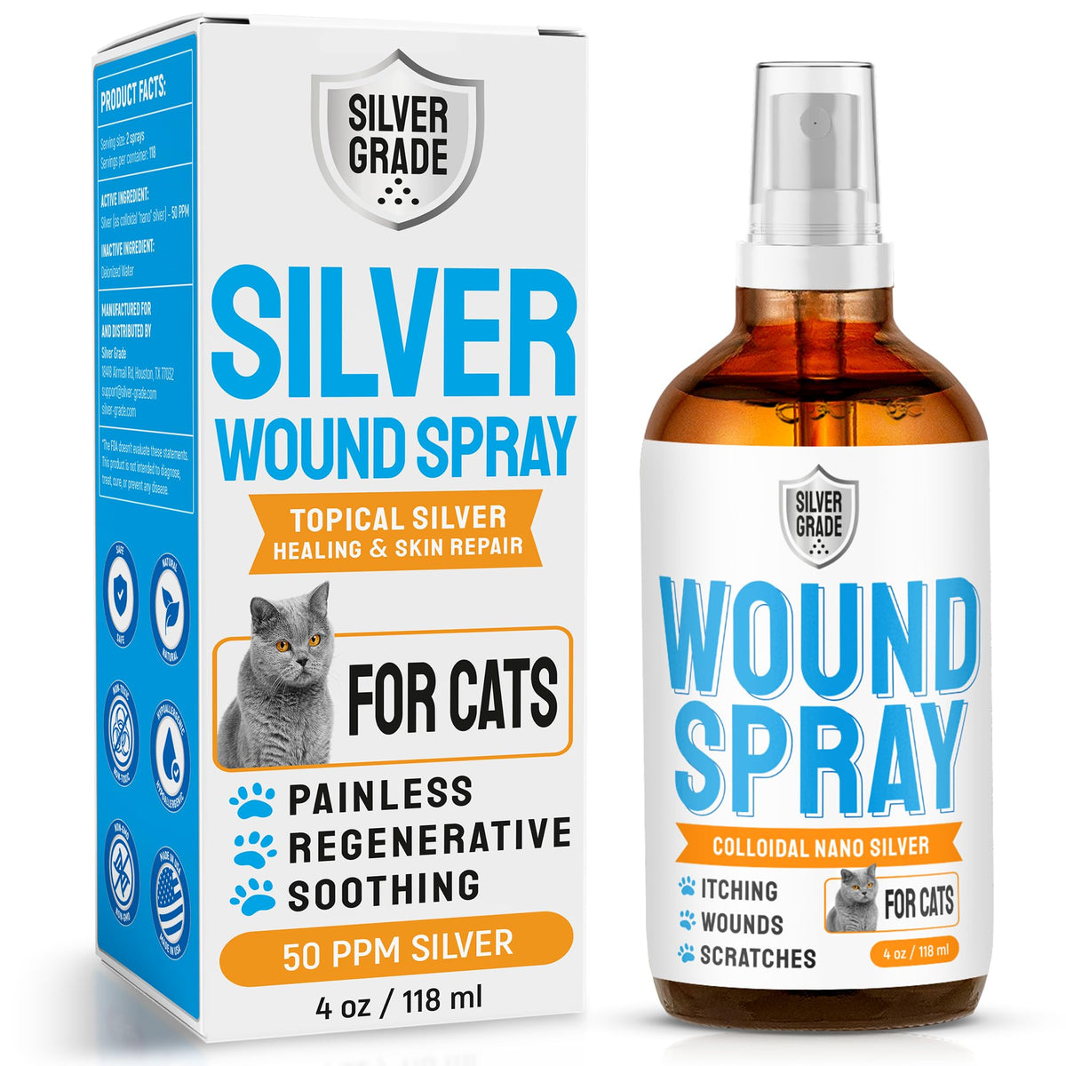 SILVER GRADE Spray: flacon pour chat, soin des plaies.