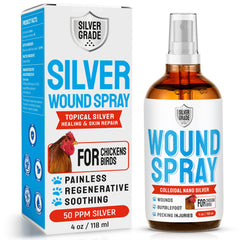 SILVER GRADE spray-poulets-usage : soin sans antibiotiques pour plaies mineures.