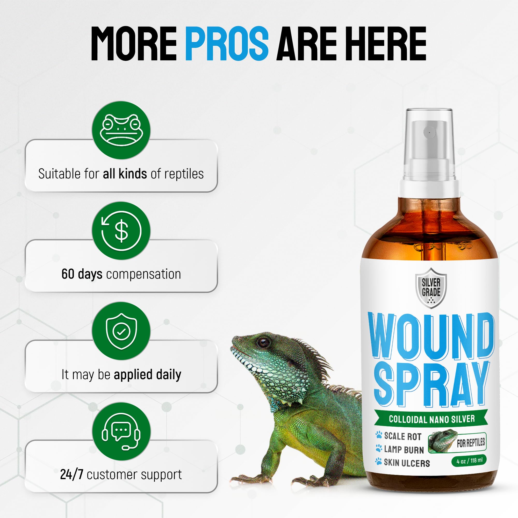 SILVER GRADE spray réptile, convient pour éraflures et abrasions.