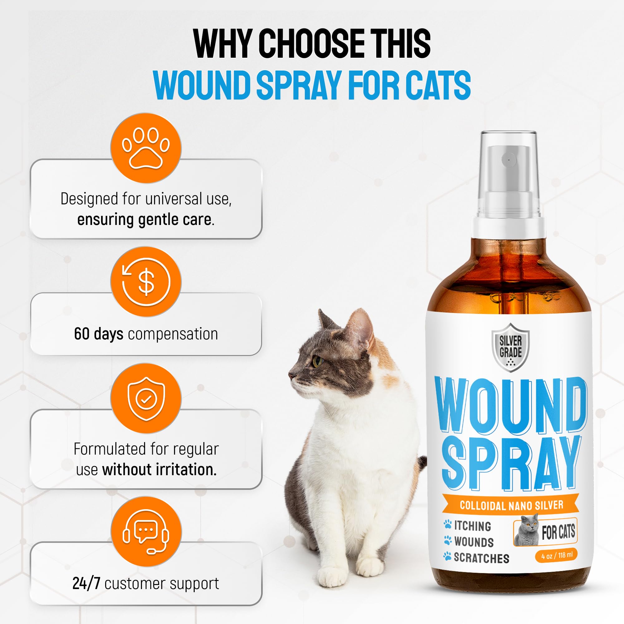 SILVER GRADE Spray: peut apaiser les démangeaisons du chat.