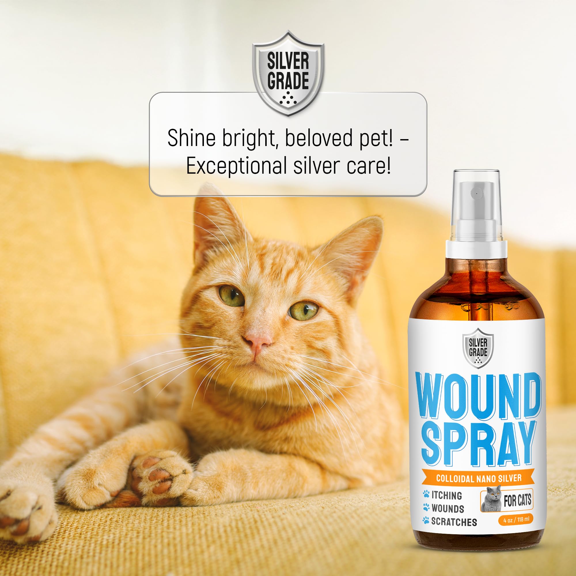 SILVER GRADE Spray: flacon compact pour usage quotidien du chat.