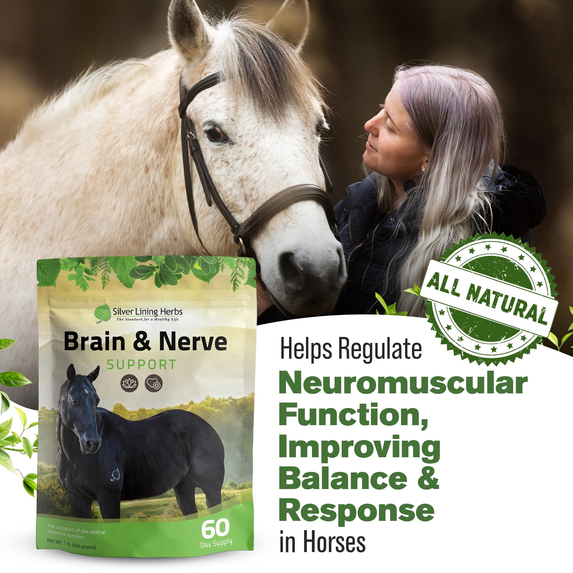 Étiquette claire et dosage recommandé pour cheval Silver Lining