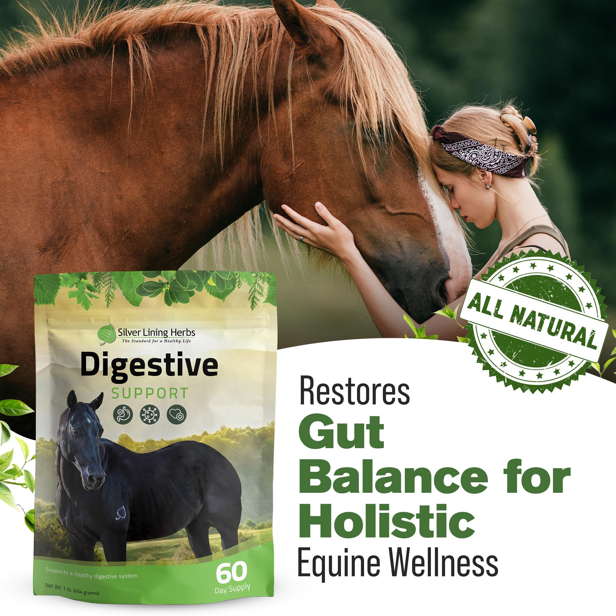 Soutien possible de la digestion chez le cheval par Silver Lining Herbs