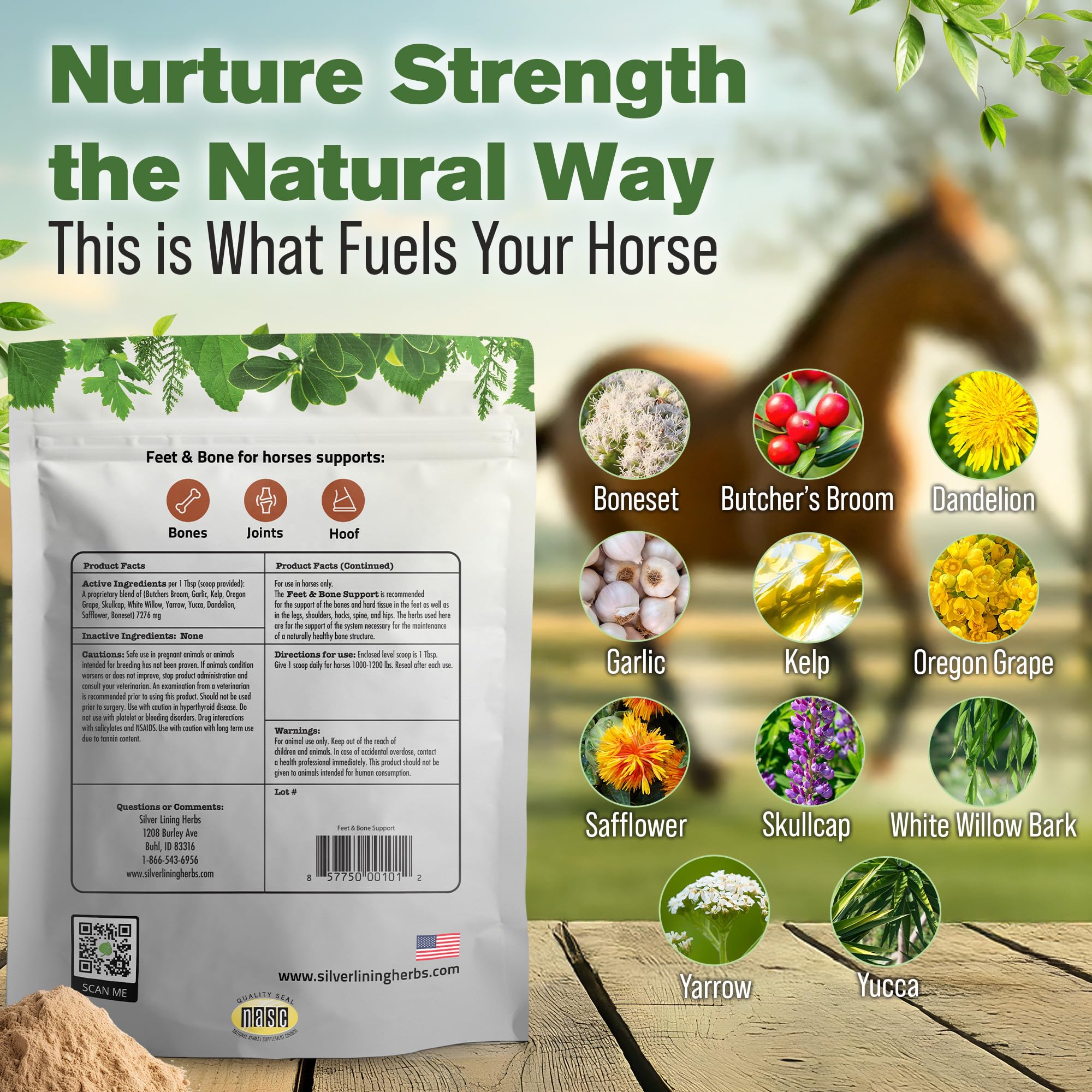 Silver Lining Herbs sabot cheval, formulation naturelle renforçant sabots.