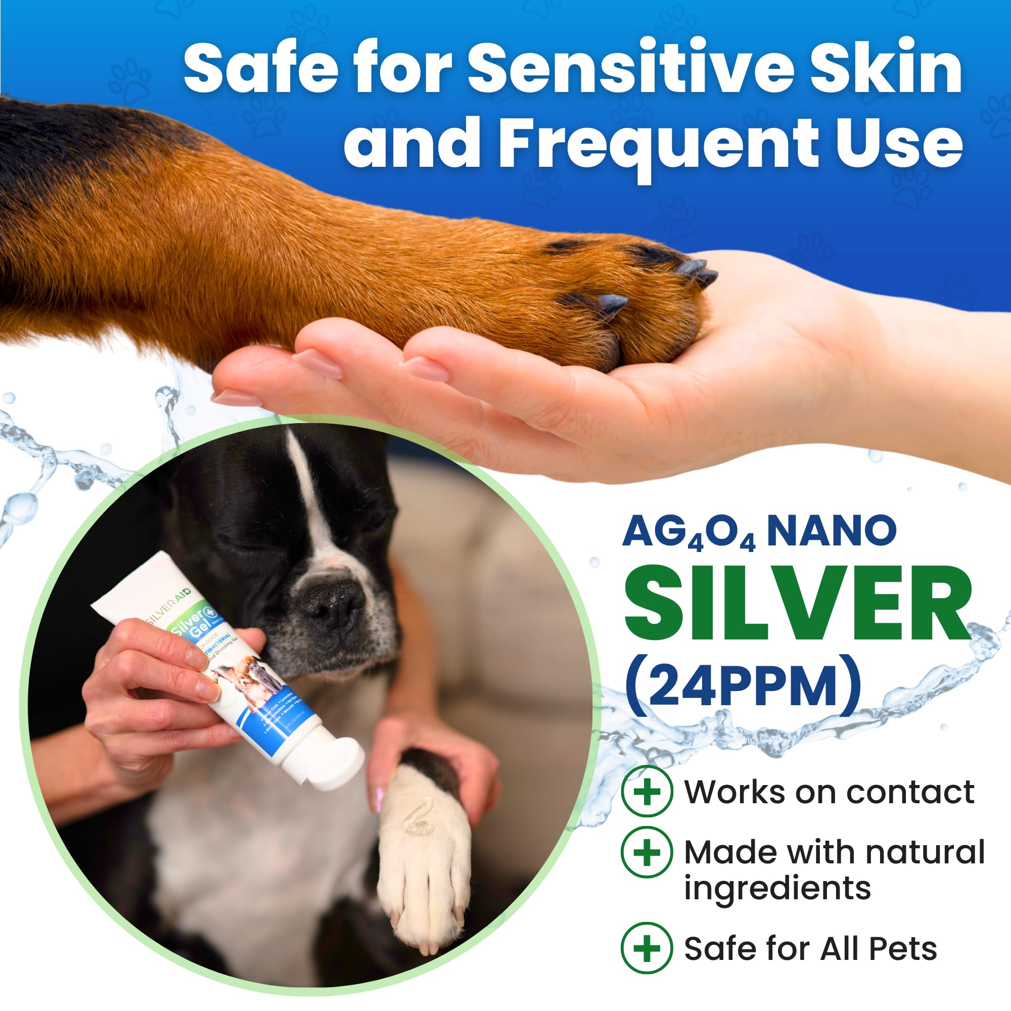 SilverAid Argent Nano 24ppm Chien: action antibactérienne douce et sûre.
