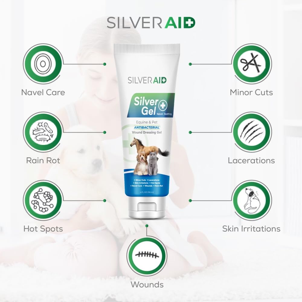 Bouteille SilverAid de 4 oz, format pratique pour le soin quotidien.