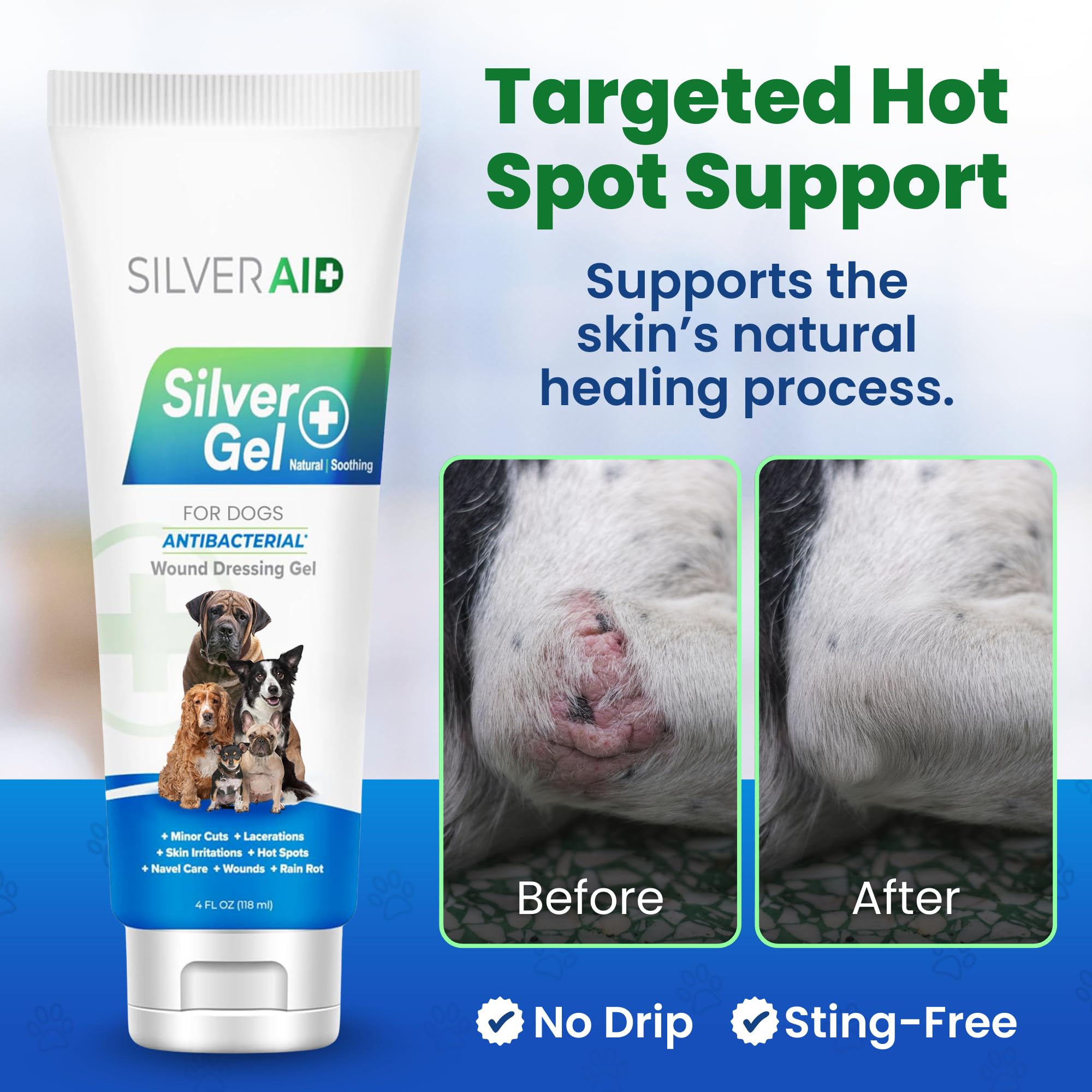 SilverAid Gel Prévention Infections Chien: peut aider à réduire les risques d'infection mineure.