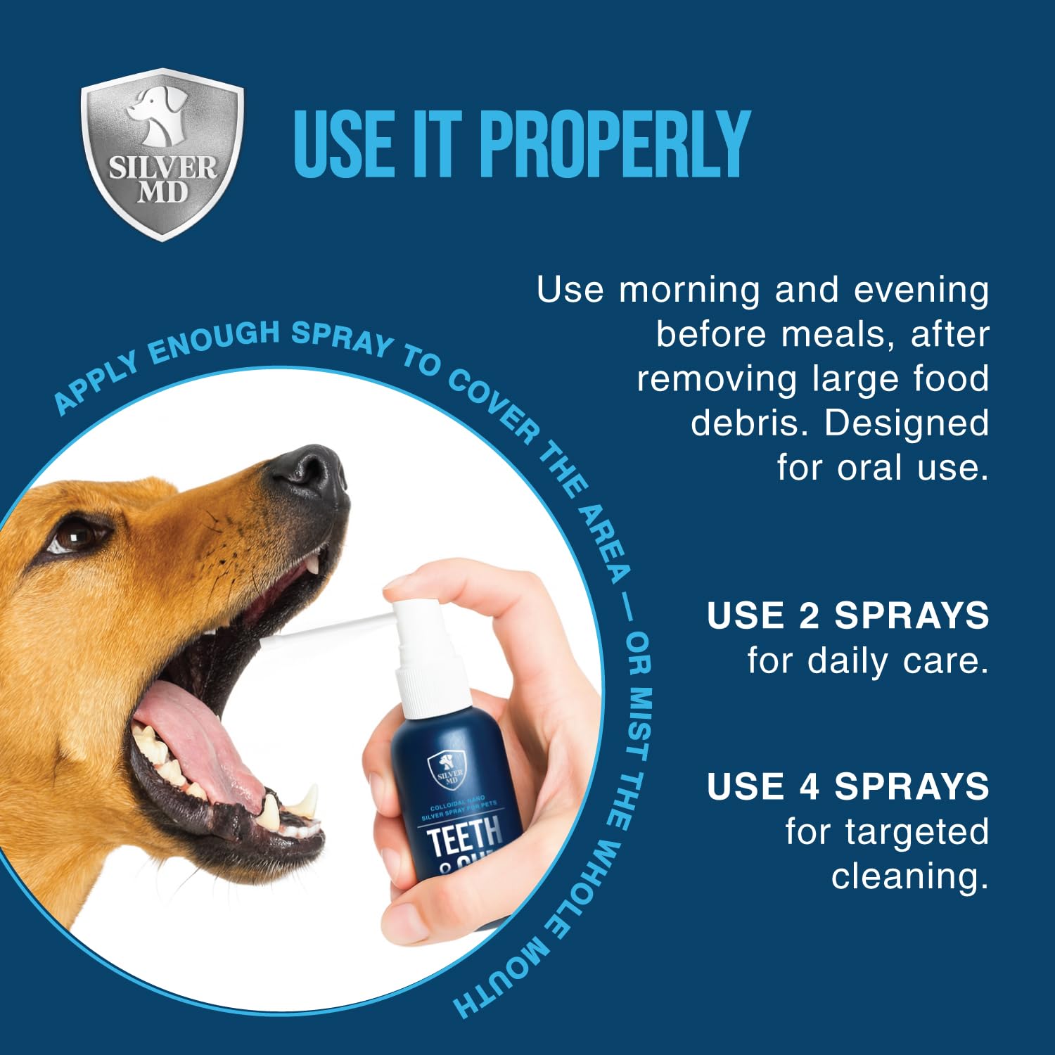 Argent nano dentaire pour une action douce sur la bouche des animaux.