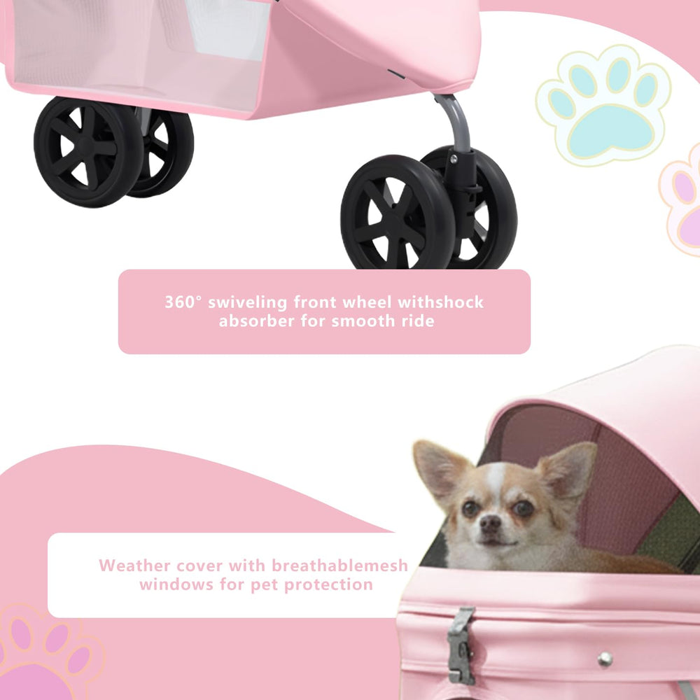 Chat dans la poussette SilverRover rose confort et sécurité