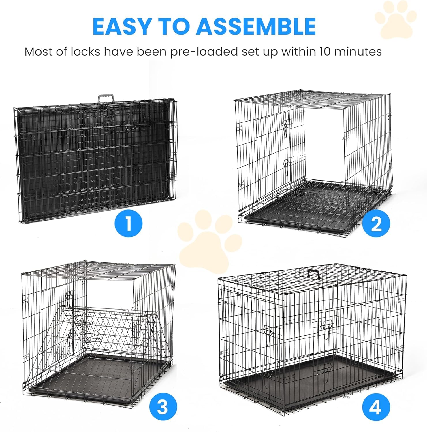 Simple Deluxe boîte-chien 24p portes doubles faciles à ouvrir.