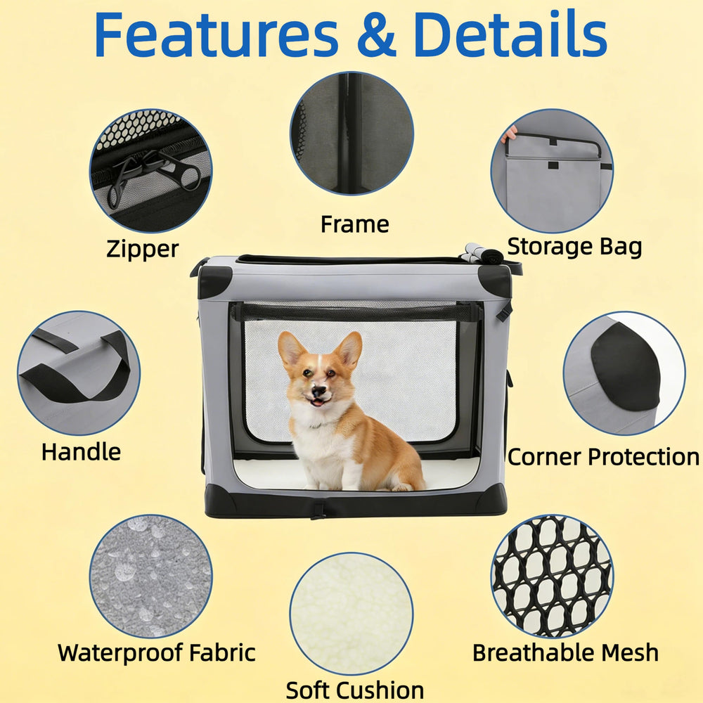 Cage-chien Simple Deluxe maille gris, ventilation optimale.