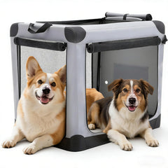 Cage-chien Simple Deluxe pliable 30 pouces gris, transport facile.