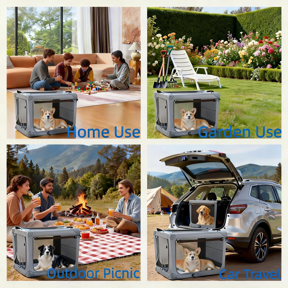 Cage-chien Simple Deluxe pour intérieur et extérieur, utilisation polyvalente.