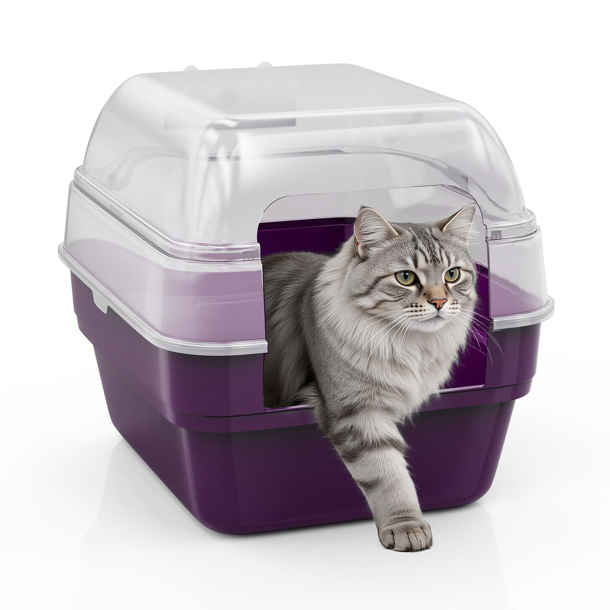 Simple Deluxe – boîte à litière grand format avec couvercle transparent pour plus d’intimité.