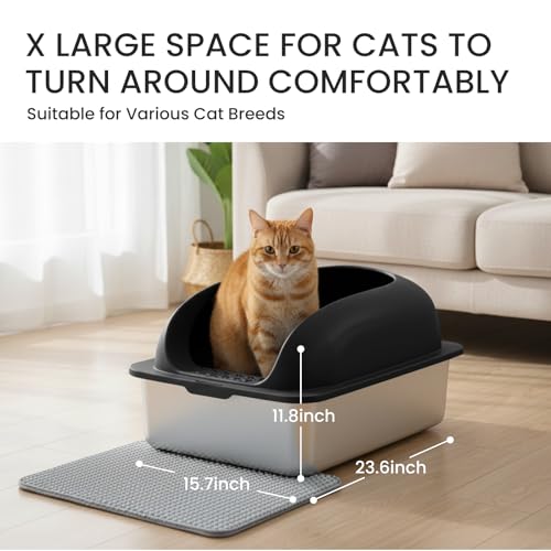 Simple Deluxe XL litière inox, grande capacité de 20 litres pour gros chats.