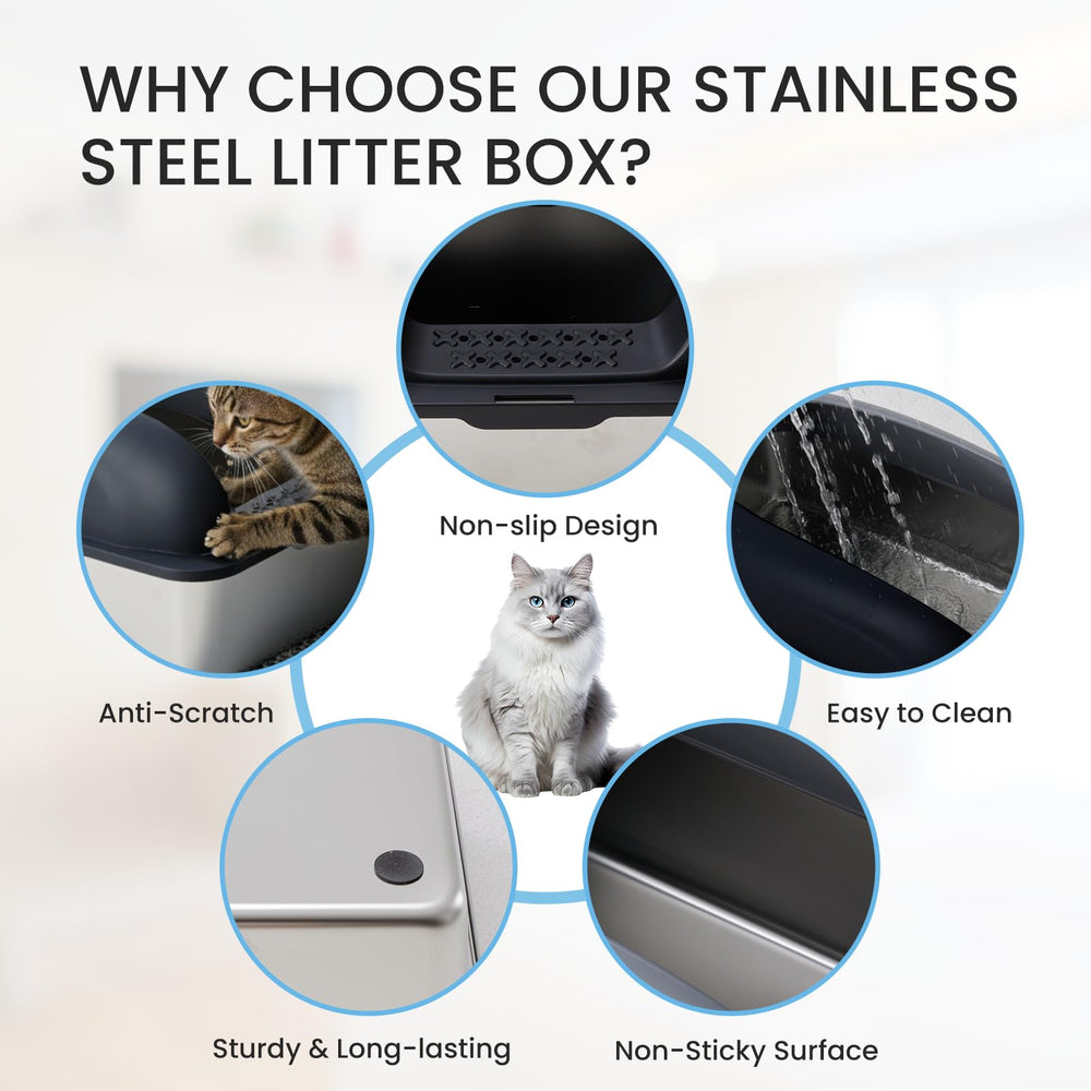 Simple Deluxe XL litière inox, nettoyage simple et efficace au quotidien.
