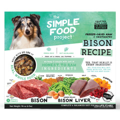 Emballage Simple Food Project Bison, repas lyophilisé pratique pour chien.