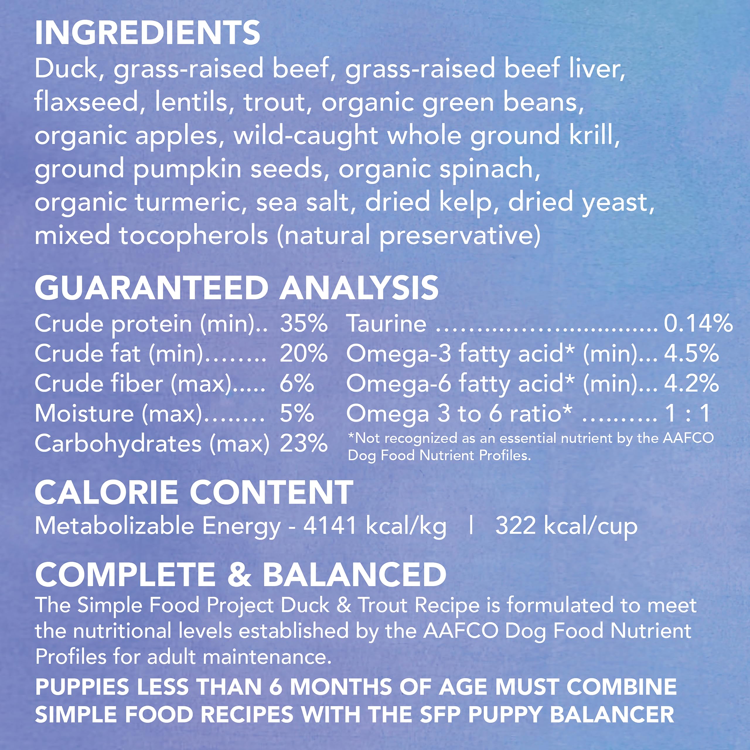 Simple Food Project Utilisation Polyvalente: repas complets ou complément selon les préférences
