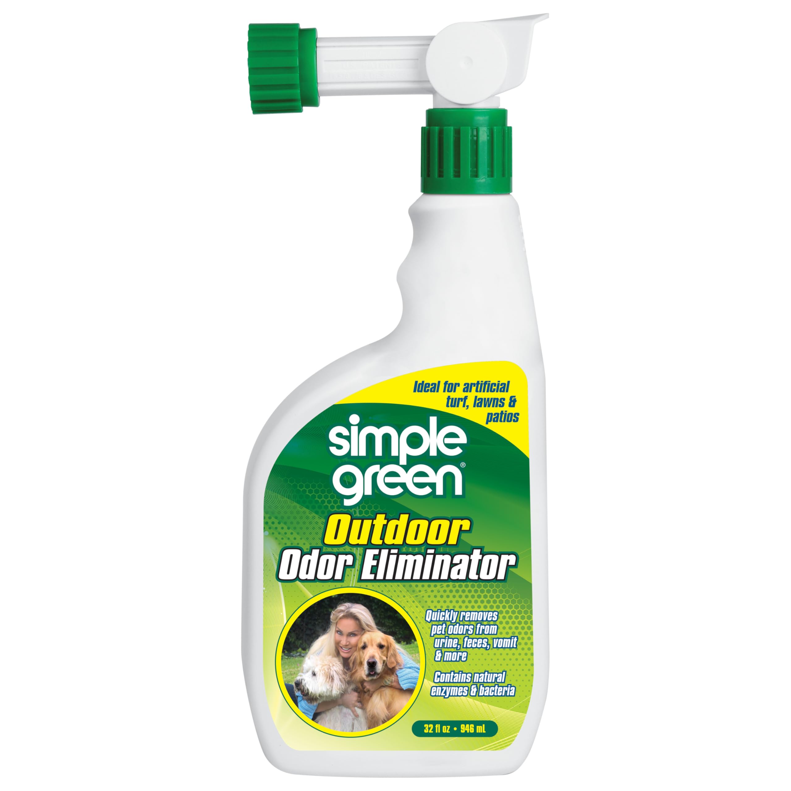 Simple Green bouteille avec embout tuyau pour une application extérieure rapide et pratique.