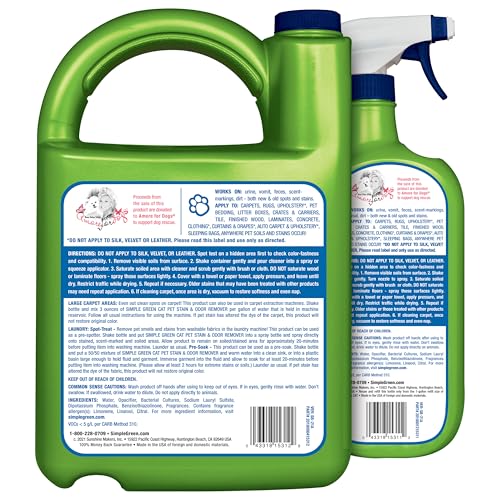 Simple Green chat tache odeur recharge 1gal, solution pratique et durable.