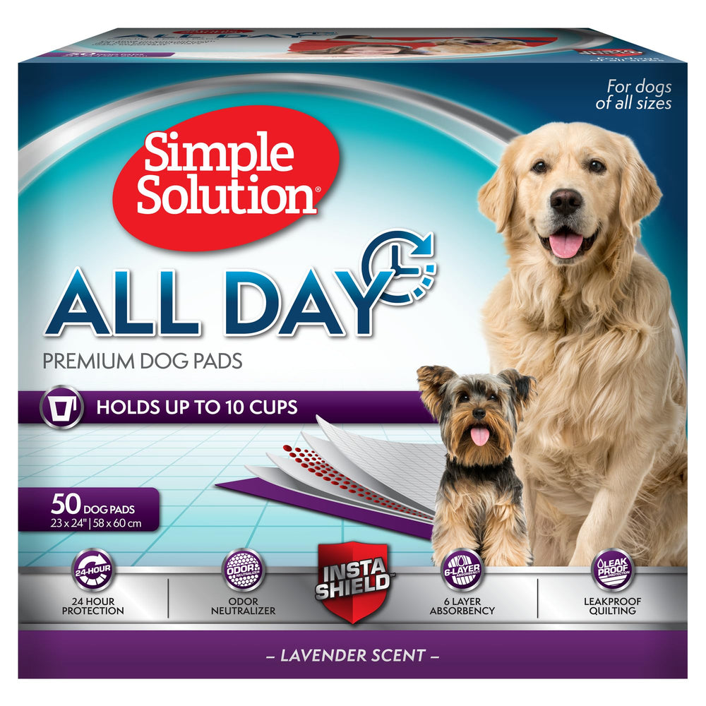 Simple Solution All Day Pad sur surface absorbante, idéal pour les longues périodes à l’intérieur.