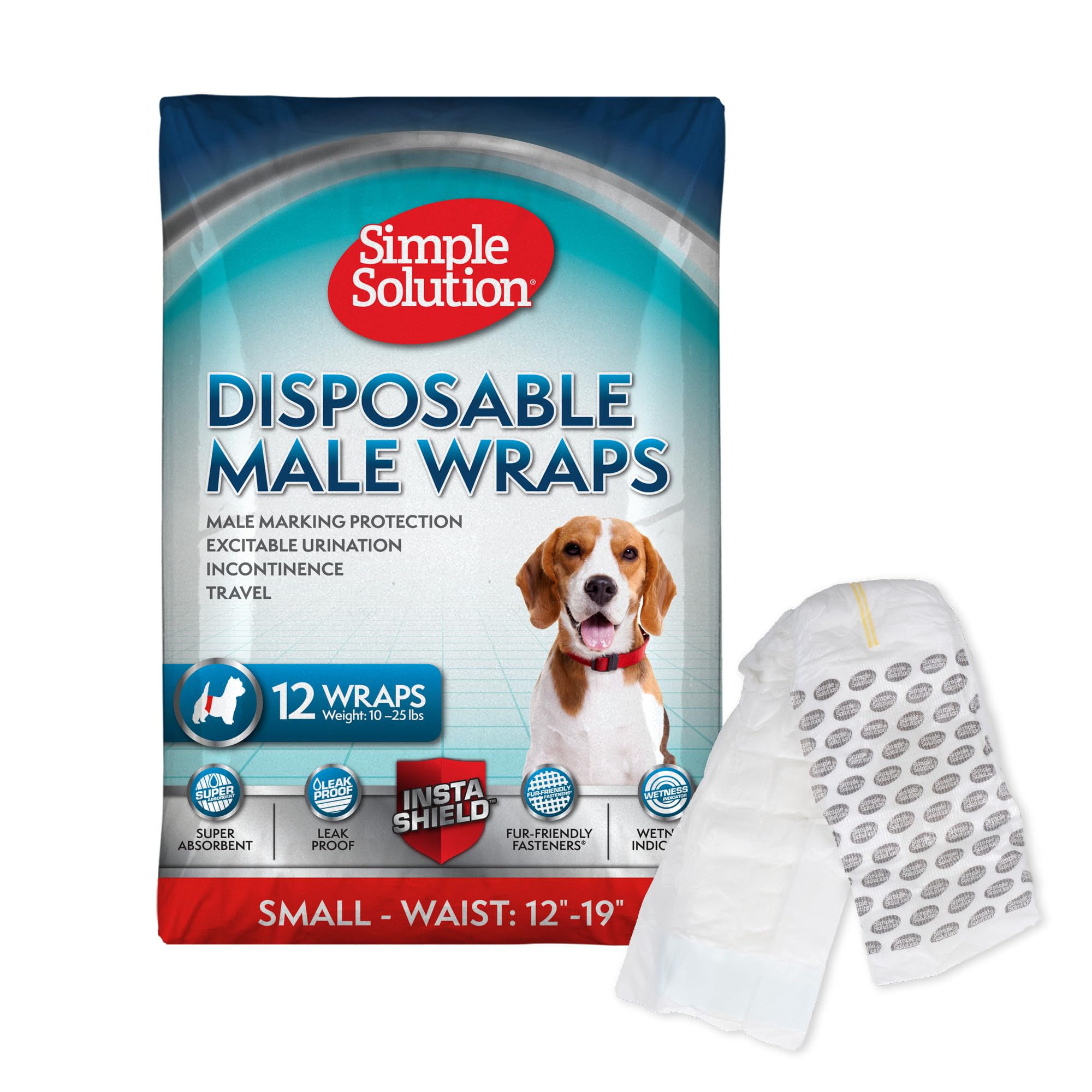 Bandes jetables Simple Solution pour chien mâle, ajustement confortable et protection des sols.