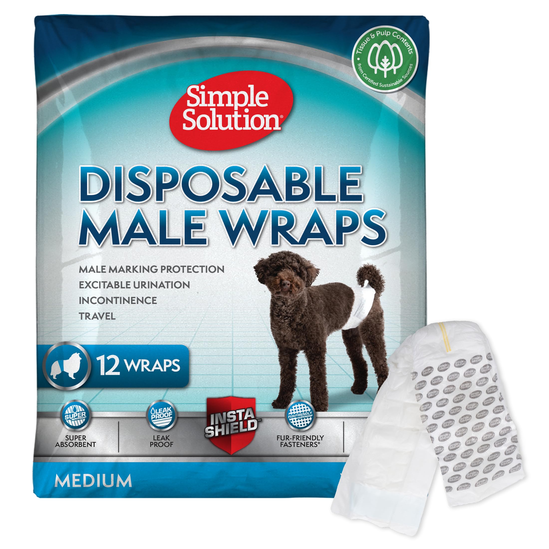 Simple Solution band es ventrales pour chien mâle absorbantes protégeant les sols