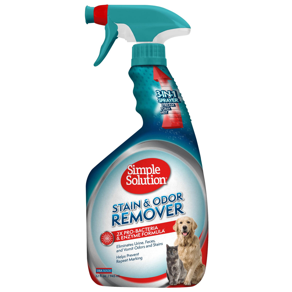 Bouteille Simple Solution 32oz prete a eliminer taches et odeurs pour animaux